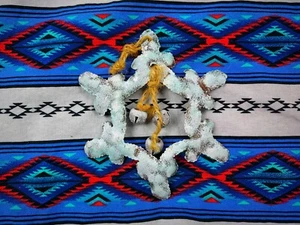 Vtg 90s Snowflake w/ Bells Christmas Ornament RUSTIC Western Metal Farmhouse - Picture 1 of 2
