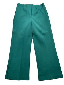 70s Hippie Shamrock St Patty Green Disco Pants (Fits 31x28) Flare Bell Wide Leg - Picture 1 of 7