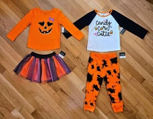 NEW Halloween Baby Girl 4pc Mix & Match Tees, Tutu Skirt, Pant Set (12M-2T) - Picture 1 of 4
