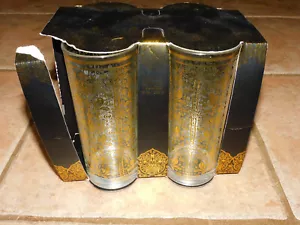 BEAU LOT DE 4 VERRES À BOIRE DÉCOR OR LOURD MARQUÉ GLOBAL - Photo 1/9