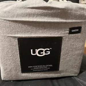Ugg Queen Sheet Set Of 4 Cotton Flannel Heather Gray 90”X102” Oeko-Tex NEW - Picture 1 of 7