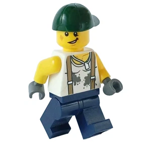 LEGO® CITY Mechanic Minifigure™ Greasy Shirt Green Cap Suspenders twn334 - Picture 1 of 3