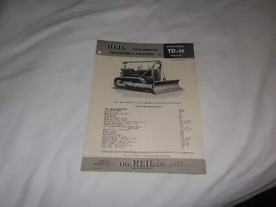 1948 Heil Cable Dozers For International Td-18 Tractor Sales Brochure • 10$