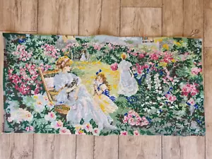 Worked Tapestry of Elegant Edwardian Ladies in English Country Garden - Cushions - Picture 1 of 2