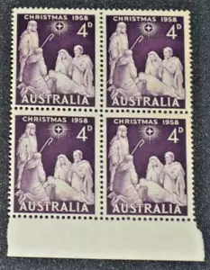 Australian Stamps Pre Decimals Mint - 1958 Christmas Block of 4 Mint NH - Picture 1 of 3