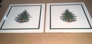 Cuthbertson England CHRISTMAS TREE (Set of 2) 6” Square Trivet Tiles Used - Picture 1 of 8