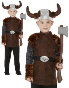 Abito elegante bambino vichingo barbaro ragazzi sassone guerriero libro storico costume giorno - Foto 1 di 4