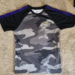 Los Angeles Lakers Shirt Adult Medium Mens M NBA Camo Black Gray Tee - Picture 1 of 6