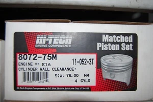 Hitech 8072 75M Set of 4 Pistons for E16 Engine 97 Nissan - Picture 1 of 2
