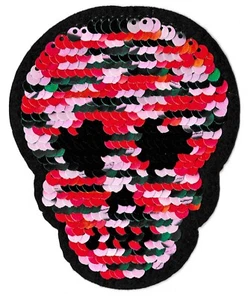 Patch écusson skull tête de mort patche thermocollant séquins séquin - Picture 1 of 2