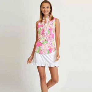 NWT G LIFESTYLE Petra Paisley Pink Double Ruffle Sleeveless Shirt - S & M - Picture 1 of 2