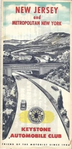 1956 KEYSTONE AUTO CLUB Road Map NEW JERSEY Trenton Atlantic City Newark Summit - Picture 1 of 4