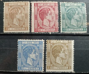 PUERTO RICO Alfonso Xll Scott# 13-17 * MLH 1877 - Picture 1 of 2