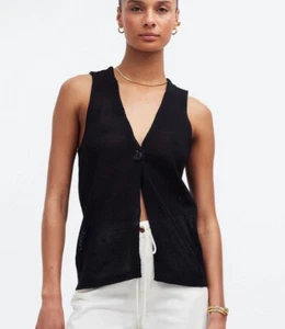 NWT $59 Madewell V-Neck Sweater Vest True Black size XL Extra Large - Picture 1 of 7