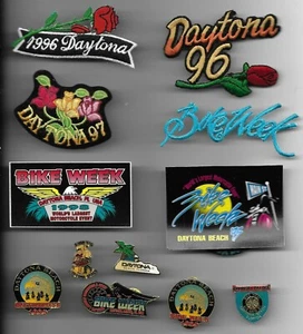LARGE COLLECTION OF DAYTONA BIKE WEEK PATCHES DECALS AND PINBACKS - Picture 1 of 1