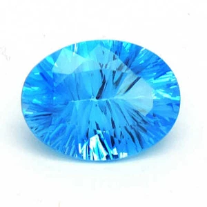 10.15 CTS CONCAVE CUT BLUE TOPAZ GEMSTONE 12X16X8 MM, Topaz Concave Cut Pendant - Picture 1 of 5