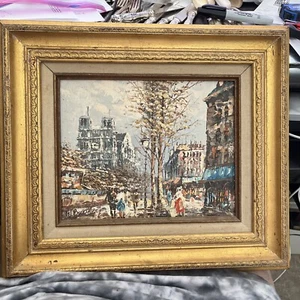 Paris, Linksbuchhändler, Kathedrale Notre Dame, Originalgemälde, signiert - Bild 1 von 9