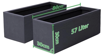 ONDIS24 2x Pflanzkübel rechteckig Vulkan Blumenkasten Wasserspeicher Balkon Blumenkübel