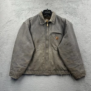 VINTAGE Carhartt Jacket Mens XL Grey Detroit Duck Blanket Lined J97 GVL - Picture 1 of 11