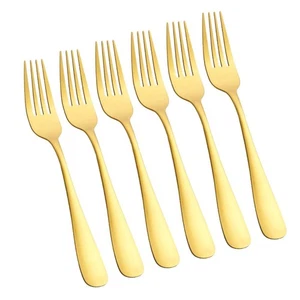 Juego de tenedores de cena dorado mate, GoGeiLi 8,0 pulgadas acero inoxidable acabado satinado para... - Imagen 1 de 6