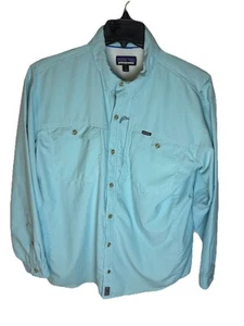 Camisa Patagonia Ventilada Exterior Campamento Trek Trail Botón Manga Larga Azul Claro LG - Imagen 1 de 10