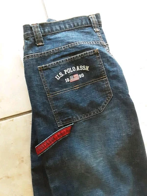  US Polo Assn. Carpenter Jeans Mens 36x33 USA Flag Logo Baggy Blue Denim Vintage - Image 1 of 4
