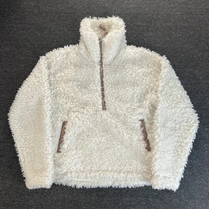 Abercrombie & Fitch Damen Größe XXS Sherpa weiß Half 1/2 Zip Jacke Fleece - Bild 1 von 15