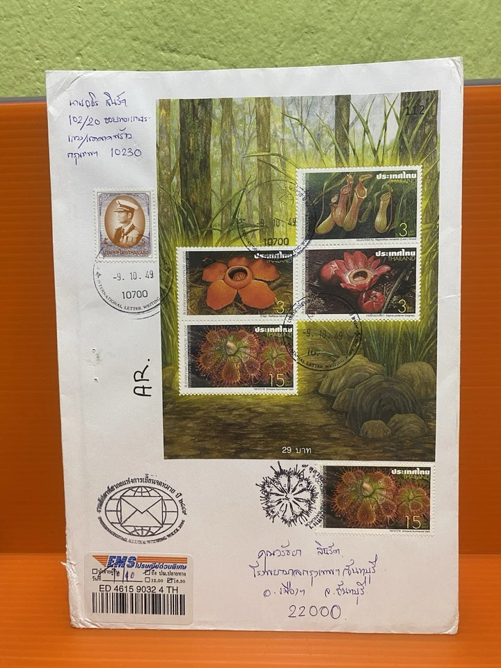 Thailand 2006 Flora Stamp Sheet EMS Mail Local Use Commemorative Free Shipping - Image 1 of 4