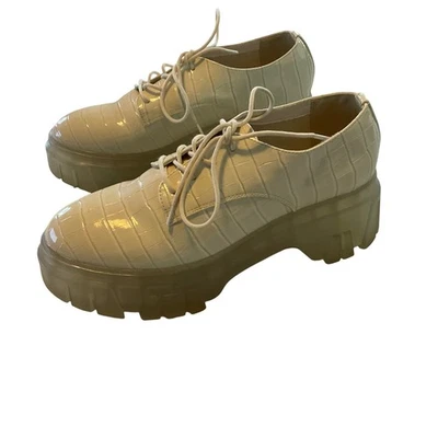 Zapatos Oxford Chinos Laundry Jesty Crema Cocodrilo Suela Mujer Talla 10 Nuevos sin Etiquetas Y2K Foto 1 de 4