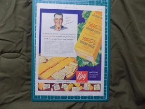 1947 PRINT AD KAY BRAND CHEDDAR CHEESE BY KRAFT NATURAL - Bild 1 von 1