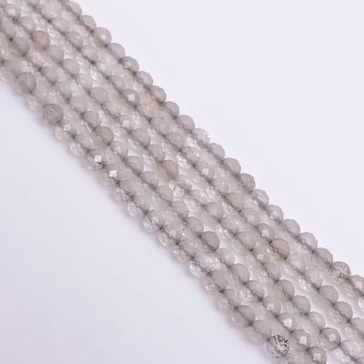 100% Natural Grey Moonstone Gemstone Round Faceted Beads 3mm Strand 12.5" UGB234 - Image 1 of 2