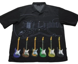 New Fender DaVinci Shirt Mens XL Black Guitar Stratocaster Button Up Music Music - Picture 1 of 14