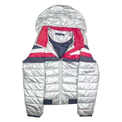 FILA Womens Puffer Jacket Silver Nylon Hooded XL - Image 1 of 4