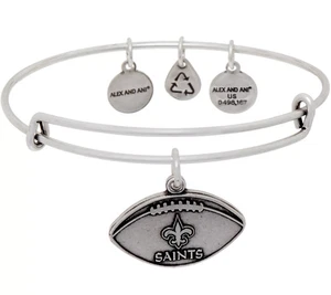 Alex and Ani Silvertone Saints Charm Bangle, Size 7-1/2" - Picture 1 of 2