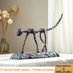Abstract Bronze Cat Statue Inspired Giacometti Animal Sculpture Antique Art Deco - Picture 1 of 9
