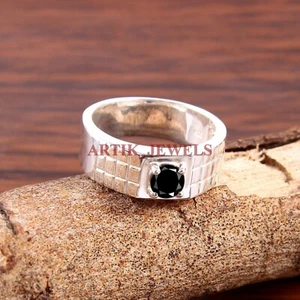 Anillo De Plata De Ley 925 Con Piedra Natural De Ónix Negro Para Hombre #5306 - Imagen 1 de 4