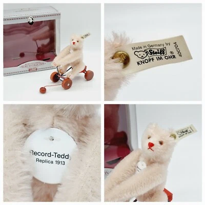 Steiff Record Teddybär auf Rädern Replica 1913 400704 OVP 20 cm 1991 / 1992 - Bild 1 von 4