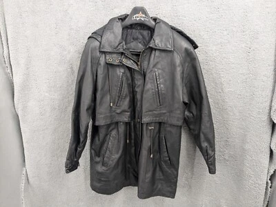 Chaqueta de cuero NYDA, abrigo mediano para hombre, negro, usado Foto 1 de 4