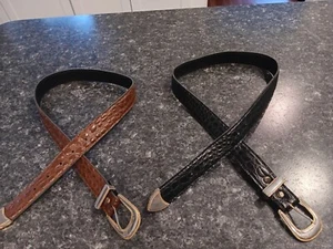 Cinturón con hebilla de cuero sintético texturizado de colección diseño de piel sintética estilo occidental - Imagen 1 de 7