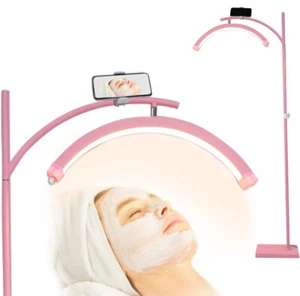 Pink LED Lash Floor Lamp Half Moon Light for Lashes with Phone Holder - Picture 1 of 9