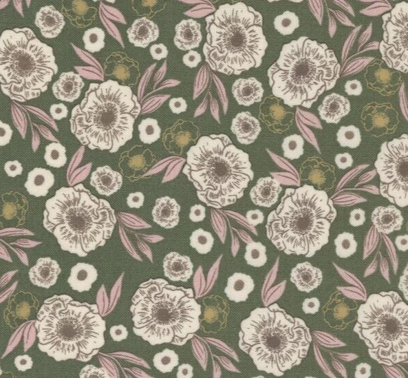 SLOW STROLL 3 yds Moda Fabric quilting fall sewing floral pine shabby 45544-20 - Image 1 of 3