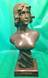 ANTIQUE SIGNED HENRI JACOBS BRONZE BUST SCULPTURE “DAPHNE” PAR JACOBS 31CM 3.2KG - Picture 1 of 20