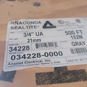Anaconda #3/4 UA flexibles flüssigkeitsdichtes elektrisches Stahlrohr USA 25' - Bild 1 von 6