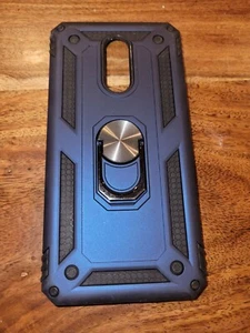 Blue & Black Rugged Hard Phone Case Cover with ring - Picture 1 of 2