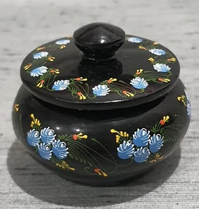 Vintage Miniature Hand Painted Lacquer Trinket Box - Picture 1 of 9