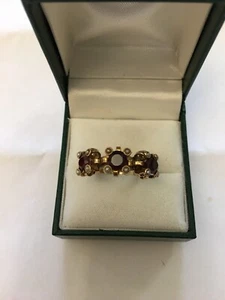 Vintage Victorian 14k Gold Garnet And Sead Pearls Ring - Picture 1 of 11