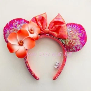 Disney Parks Orange Plumeria Exclusive Aulani Hawaii Minnie Mouse Ears Headband - Picture 1 of 5