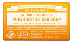 Dr Bronner's Hemp Citrus Pure-Castile Bar Soap 5 oz - Picture 1 of 1