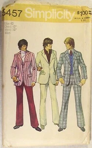 Simplicity 5457 Mens pants Single-breasted 3 button jacket sz 42 Vintage 1972 UC - Picture 1 of 7
