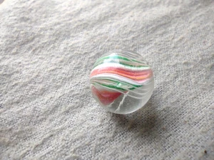 Vintage .625" German Glass Double Caged Marble w/Green, White, Red Core (6g) - Picture 1 of 5